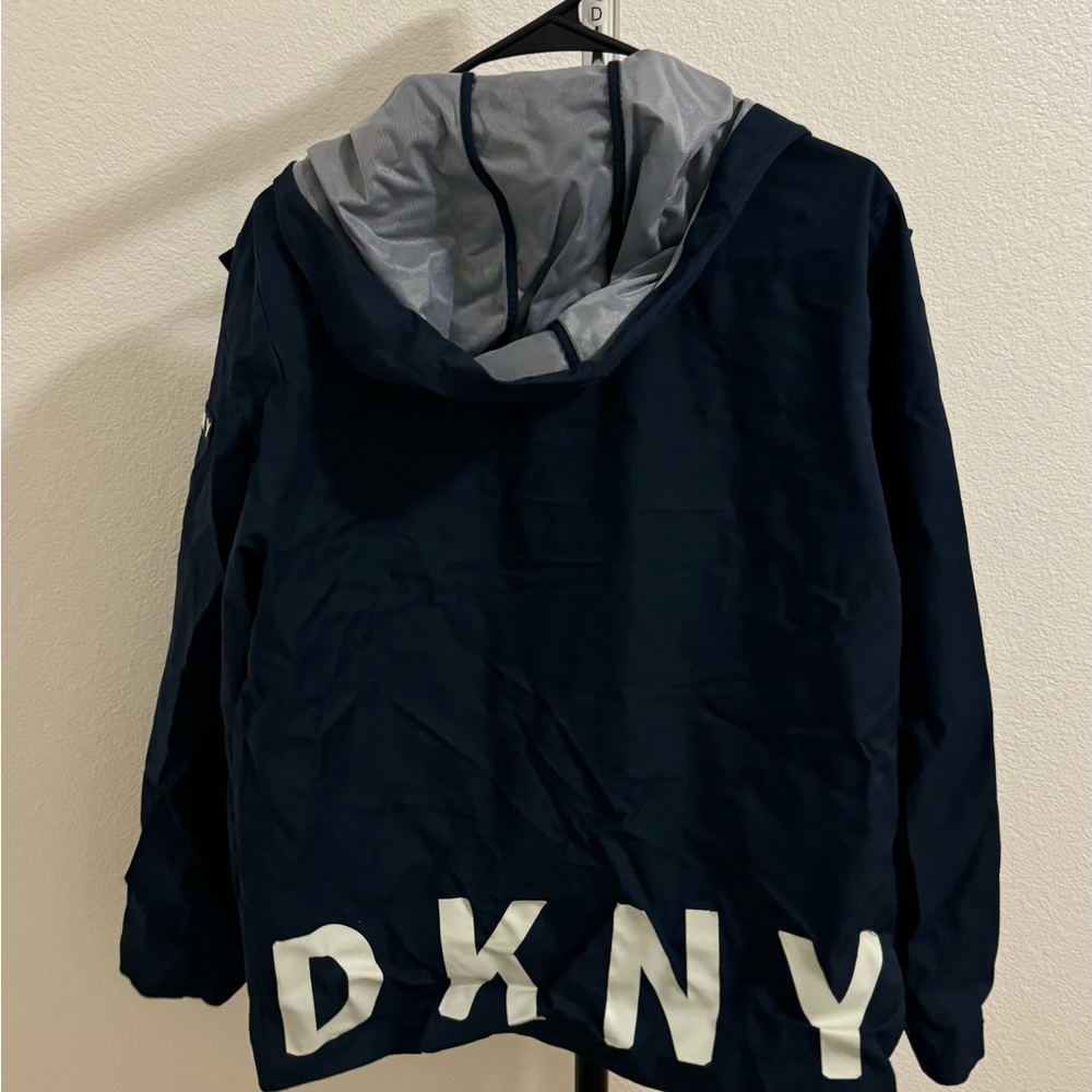DKNY Dark Blue and Light Gray Hooded Jacket